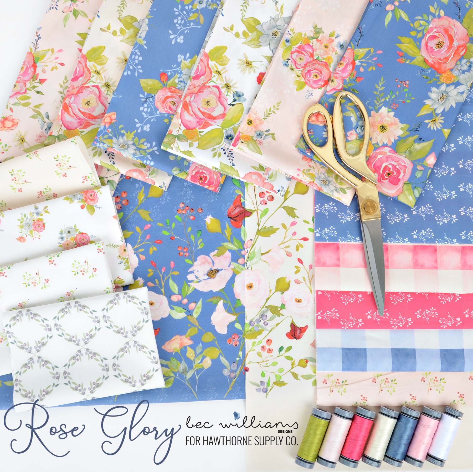 Rose Glory Fabric Poster Bec Williams for Hawthorne Supply Co